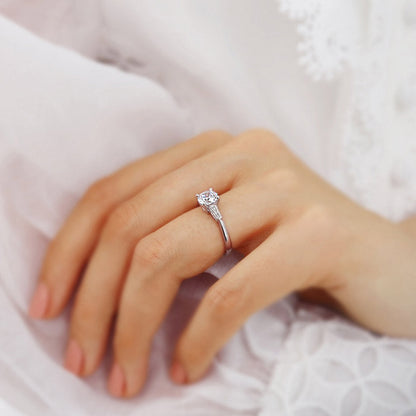 1.5 CT Round Three Stone Lab Grown Diamond Engagement Ring